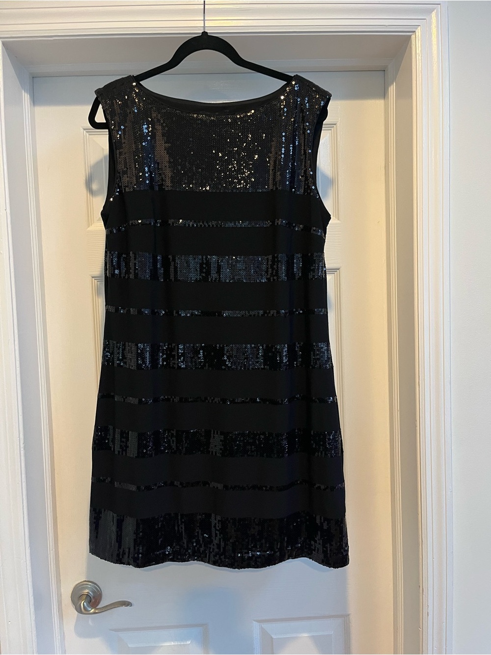 Sleeveless Black Sequin Stripe Mini Dress